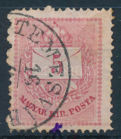 1874 5kr a bal alsó háromszögnél vésésjavítás, karc (ex Lovász)