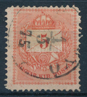 1874 5kr I. típus durva gyöngyjavítással (ex Lovász)