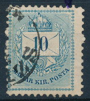 1874 10kr a jobb felső háromszögnél vésésjavítás (ex Lovász)