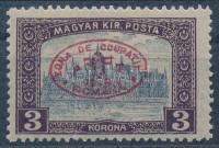Debrecen I. 1919 Parlament 3K piros felülnyomással, Bévi, Bodor vizsgálójelekkel (950 példány) (10.000)