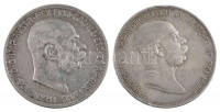 Ausztria 1909. 5K Ag 'Ferenc József' (2x) klf portré T:2-,3 ph. Austria 1909. 5 Corona Ag 'Franz Joseph' (2x) diff portrait C:VF,F edge error Krause KM#2814