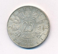 Ausztria 1958. 25Sch Ag 'Carl Auer von Welsbach' T:1-,2 kis patinaAustria 1958. 25 Schilling Ag 'Carl Auer von Welsbach' C:AU,XF small patinaKrause KM#2884