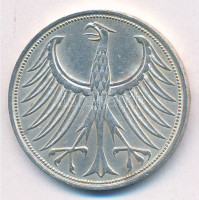 Német Szövetségi Köztársaság 1965F 5M Ag T:1- patina, kis phFRG 1965F 5 Mark Ag C:AU patina, small edge errorKrause KM# 112.1