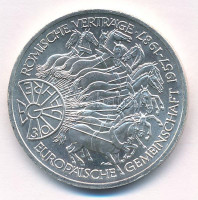 Német Szövetségi Köztársaság 1987G 10M Ag 'Európai Közösség' BU Federal Republic Germany 1987G 10 Mark Ag '30 Years of European Unity' BUKrause KM#167