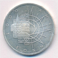 Német Szövetségi Köztársaság 1989D 10M Ag 'Bonn 2000' T:1,1-Federal Republic Germany 1989D10 Mark Ag 'Bonn 2000' C:Unc, AUKrause KM# 172