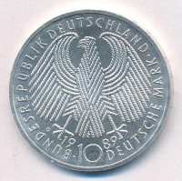 Német Szövetségi Köztársaság 1989G 10M Ag '40 éves az NSZK' T:1,1- Federal Republic Germany 1989G 10 Mark Ag '40 Year - German Federal Republic' C:UNC,AUKrause KM#173