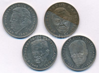 Német Szövetségi Köztársaság / Németország 1989-1994. 2M Ni (4xklf) különböző forgalmi emlékérmék T:1-,2 patina, kis karcFRG / Germany 1989-1994. 2 Mark Ni (4xdiff) different circulating commemorative coins C:AU,XF patina, small