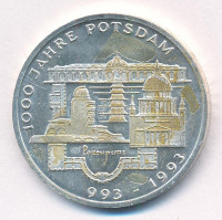 Németország 1993F 10M Ag '1000 éves Potsdam' T:1- ragasztónyom Germany 1993F 10 Mark Ag '1000th Anniversary - Potsdam' C:AU gluemarkKrause KM#180