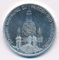 Németország 1995J 10M Ag 'A drezdai Frauenkirche megsemmisülésének 50. évfordulója' T:1,1-Germany 1995J 10 Mark Ag '50th anniversary of destruction of Frauenkirche in Dresden' C:UNC,AUKrause KM# 185