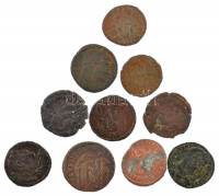 Római Birodalom 10db-os bronz érmetétel a III-IV. századból T:2-,3 Roman Empire 10pcs bronze coin lot from the 3rd-4th century C:VF,F