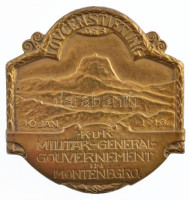Osztrák-Magyar Monarchia 1916. 'A Császári és Királyi Katonai Generális Kormányzat Lovcen Alapítványa Montenegróban' bronzozott tombak sapkajelvény 'Ausgef.Atel.G. Gurschner Wien VII/2' gyártói jelzéssel (33x31mm) T:2 /