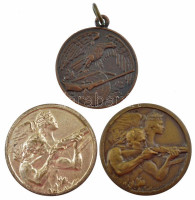 ~1930. Bronz és ezüstözött bronz levente lövész díjérem (2x) (31,5mm) + 1937. 'Turul Szövetség 1937.X.22-24.' bronz díjérem (29mm) T:2,2-