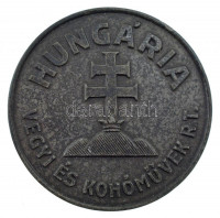 ~1930. 'Hungária Vegyi és Kohóművek R.T.' fém jelvény hátlapon '10' sroszámmal (37mm) T:2