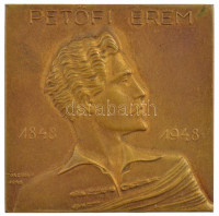 Törzsök Károly (1906-1964) 1948. 'Petőfi Érem 1848-1948 / A demokratikus dolgozatverseny győzetésnek a Magyar Pedagógusok Szabad Szakszervezetének Nőbizottsága 1948' bronz emlékérem eredeti tokban (41x41mm) T:1-