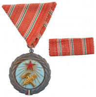1954. 'Munka Érdemérem' zománcozott bronz kitüntetés mellszalagon, szalagsávval, eredeti tokban T:1- NMK 606.