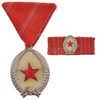 1964. 'A Munka Érdemrend' ezüst fokozata, zománcozott, ezüstözött bronz kitüntetés mellszalagon, miniatűrrel és szalagsávval, eredeti tokban T:1- NMK 600.