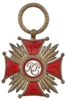 Lengyelország 1923. 'Lengyel Köztársasági Érdemkereszt ezüst fokozata' ezüstözött, zománcozott Br kitüntetés mellszalag nélkül T:1-Poland 1923. 'Cross of Merit of Polish Republic Silver Class' silver plated, enamelled Br decoration