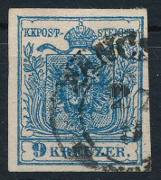 1850 9kr MP III lemezhibás bélyeg 'PANCS(OVA)'