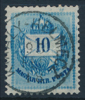 1881 10kr álkettősnyomattal, nagyon szép szín
