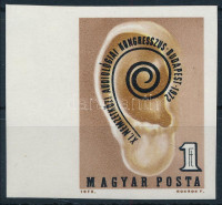 1972 XI. Nemzetközi Audiológiai Kongresszus vágott ívszéli bélyeg (ujjlenyomat / fingerprint)