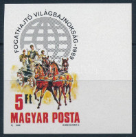 1989 Fogathajtó Világbajnokság (II.) ívszéli vágott bélyeg