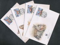 1997 WWF Ázsiai vadkutya sor 2 párban Mi 1687-1690 + 4 CM + 4 FDC-n