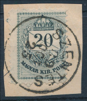 1881 20kr erős elfogazással 'SZENTES'