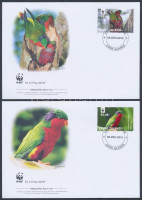 2010 WWF: Papagájok sor 4 db FDC-n Mi 1679-1682