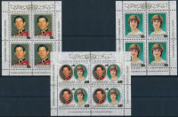 1981 Károly herceg és Lady Diana esküvője feláras kisív sor Mi 409-411