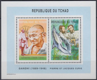 2004 Gandhi és Pierre és Jacques Curie blokk Mi 390