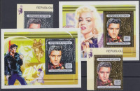 2004 Elvis Presley ívsarki ezüst és arany színű bélyegek Mi 2496-2497 + blokkpár Mi 404-405