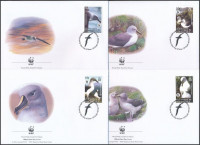 2003 WWF: Szürkefejű albatrosz sor Mi 357-360 4 FDC-n