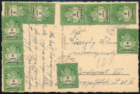1946 (26. díjszabás) Képeslap 10 x 5 ezer AP bérmentesítéssel Bicskéről Budapestre