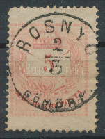 1874 5kr 29 mm magas bélyeg 'ROSNYÓ GÖMÖR M.'