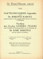 Csányi Károly - Dr. Térey Gábor: Gróf Teleki Sámuel hagyatéka.