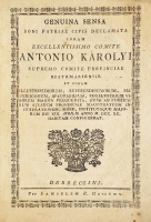 Genuina Sensa Boni Patriae Civis Declamata coram Excellentissimo Comite Antonio Károlyi Supremo Comite Provinciae Szathmáriensis.
