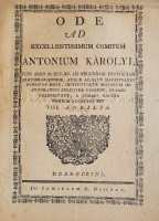 [Szerző nélkül]: Ode ad Excellentissimum Comitem Antonium Károlyi cum Anno MDCCXC …