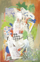 Kádár Béla: Art deco világ (Aktok a kertben), 1940 körül