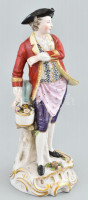 R német porcelán figura, Kézzel festett, jelzett, sérült 24 cm