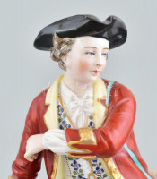 R német porcelán figura, Kézzel festett, jelzett, sérült 24 cm