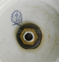 Herendi Viktória mintás porcelán lámpatest, kézzel festett, jelzett, sérült, m: 21 cm