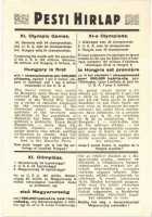 Igazságot Magyarországnak! hátoldalon Pesti Hírlap XI. Olimpiai cikke / Justice for Hungary! Hungarian irredenta propaganda, article of the 1936 Olympic Games on the backside