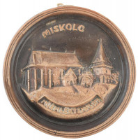 Balázs Árpád: Miskolci emlék, fali kerámia, jelzett, kopásokkal, d: 14 cm