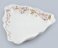 Antik Óherendi virágmintás főzelékes tál, jelzett, Dezs 78, kopásokkal, d: 25,5 cm