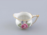 Herendi rózsamintás tejkiöntő, kézzel festett porcelán, jelzett, minimális kopásokkal, kis mázrepedéssel, m: 4,5 cm