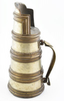 Antik mongol kumisztartó kanna, kézzel készült, kopásokkal, kisebb horpadásokkal, m: 40 cm
