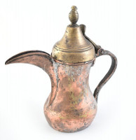 Antik vörösréz, török kanna, sérült, m: 28 cm