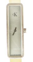 Calvin Klein design női karóra, hosszú szilikon szíjjal, az üvegen apró karcolással, új elemmel, 39x12 mm