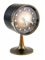 Rhythm mechanikus japán design asztalióra, ébresztős, kis kopásokkal, m: 18 cm