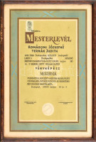 1959 Fényképész mesterlevél üvegezett keretben 30x44 cm